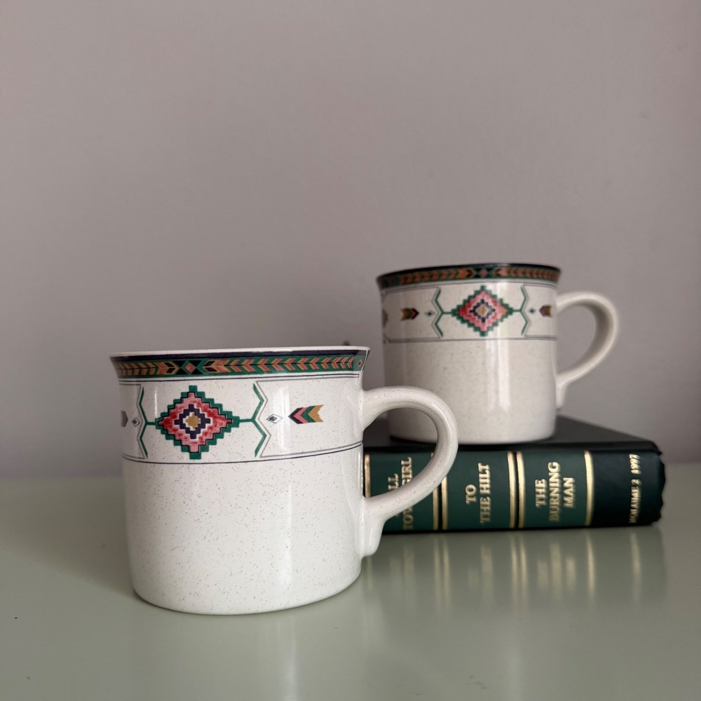 Vintage Studio Nova Adirondack Southwestern Speckled Stoneware Mugs Set of 2